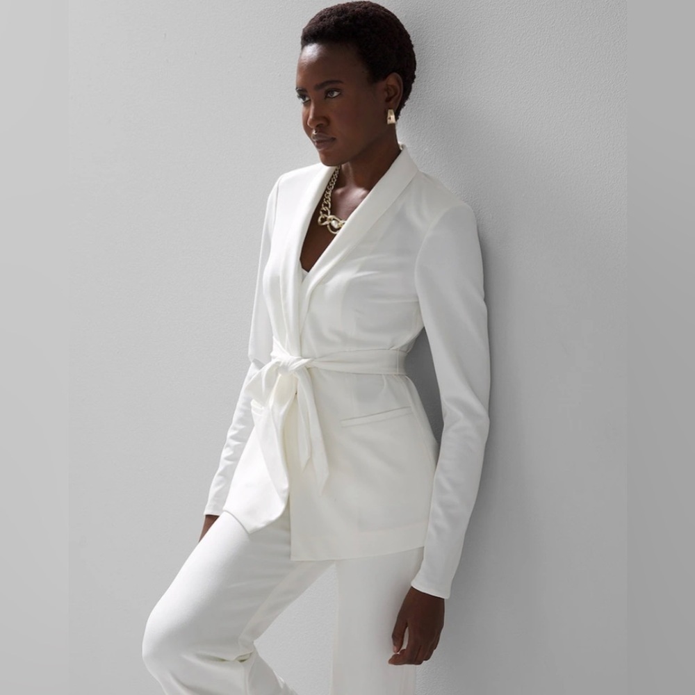 Whbm Belted Ecru Slip-On Blazer- Nwt